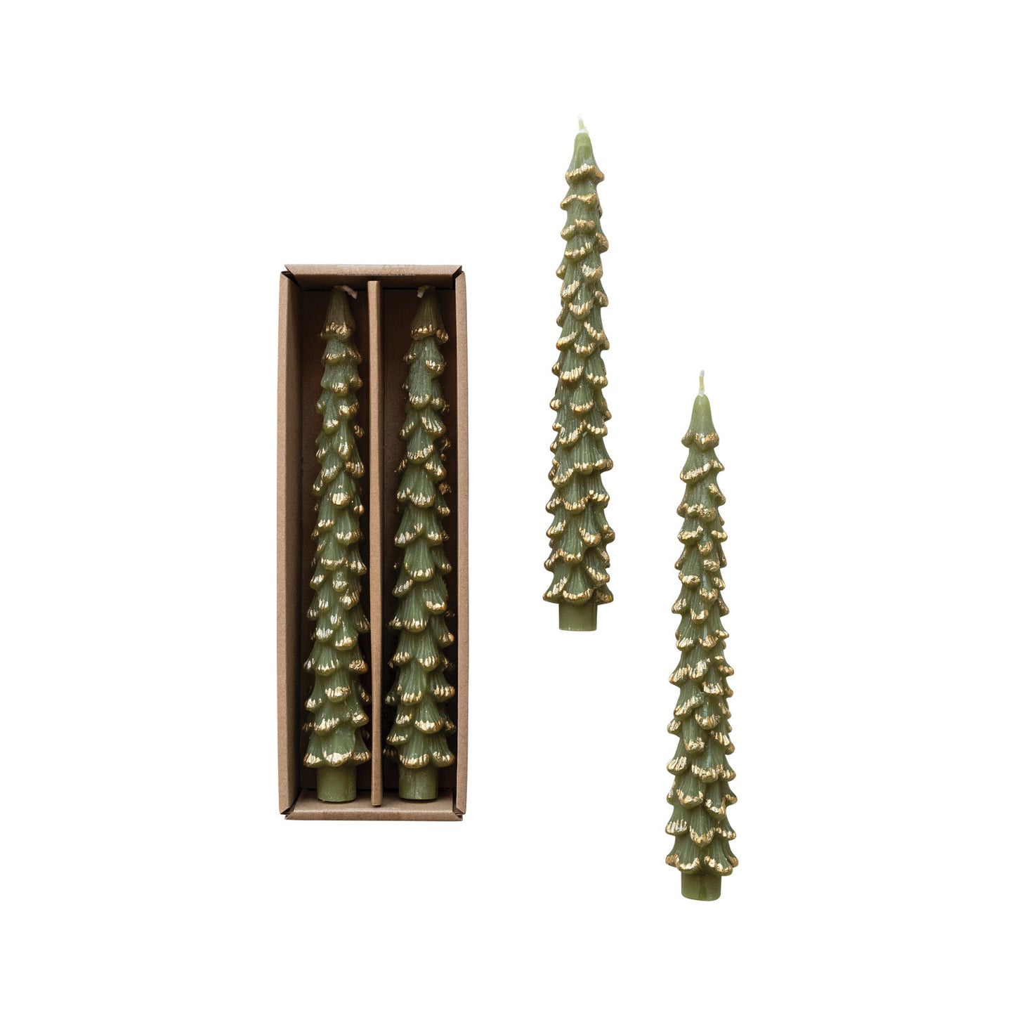 Tree shaped Taper Candles Set of 2
