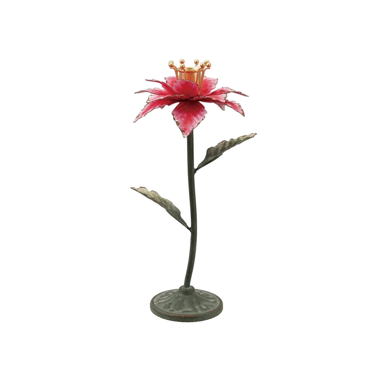 Metal Poinsettia Shaped Taper Holder