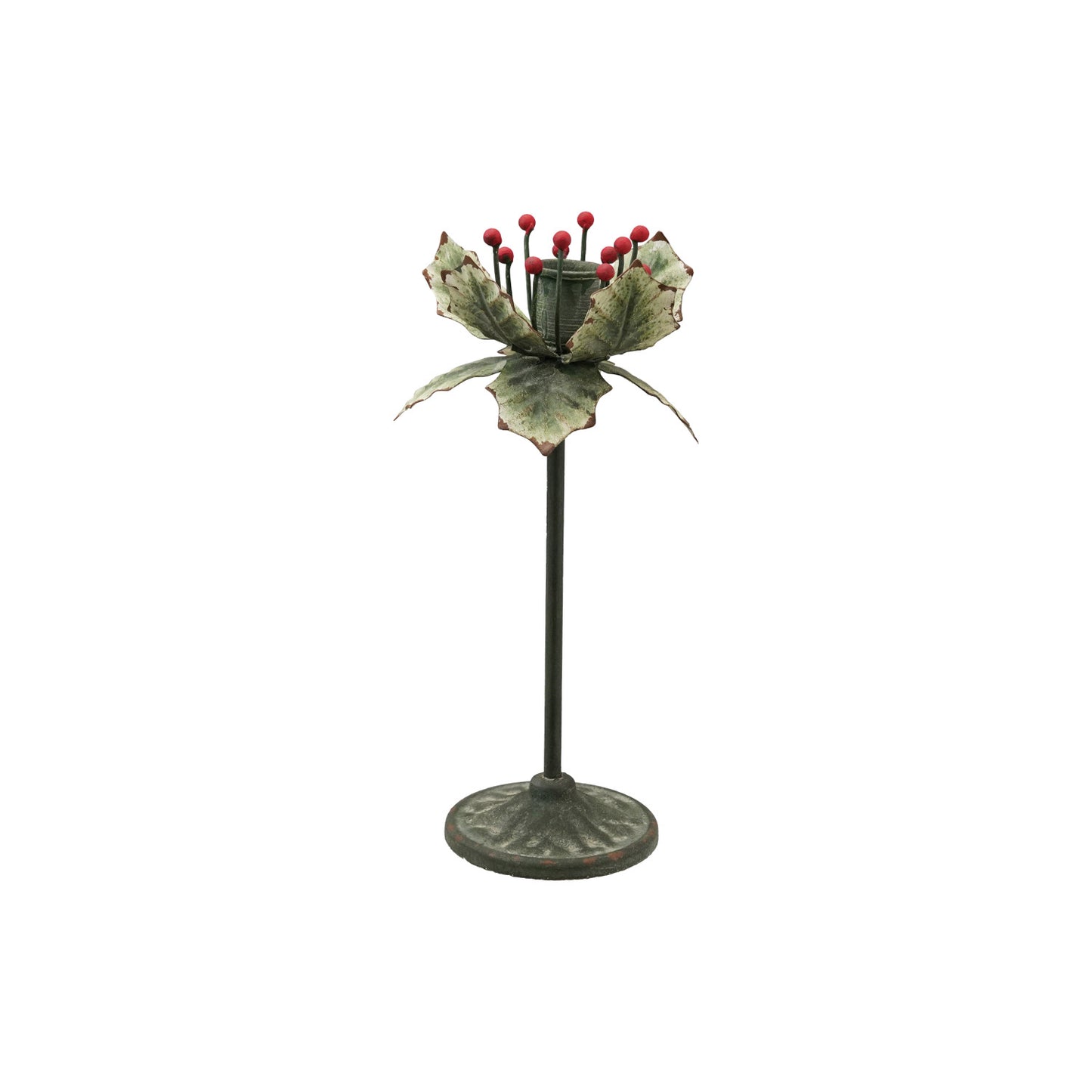 Metal Holly Leaf Shaped Taper Holder