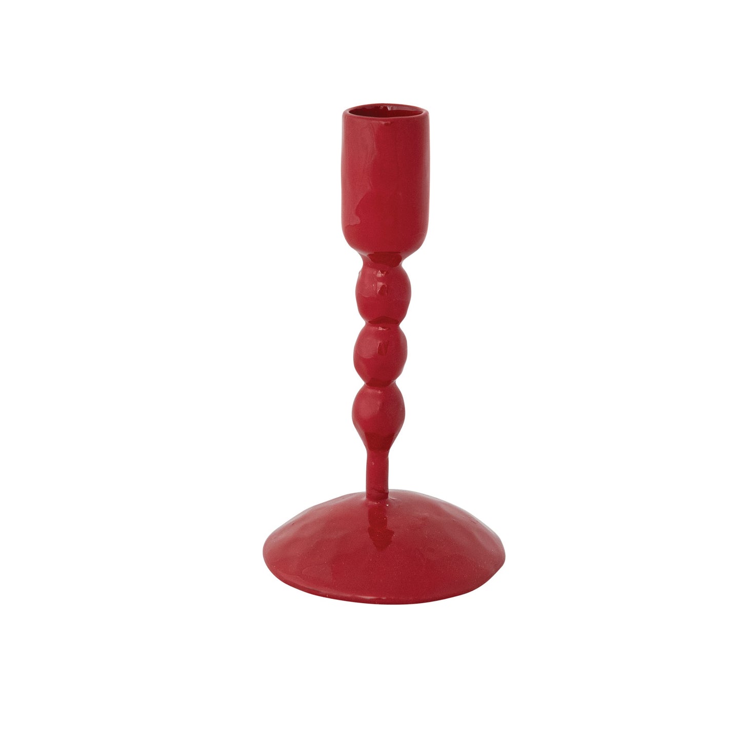Hand Forged Enameled Cast Iron Taper Holder Red