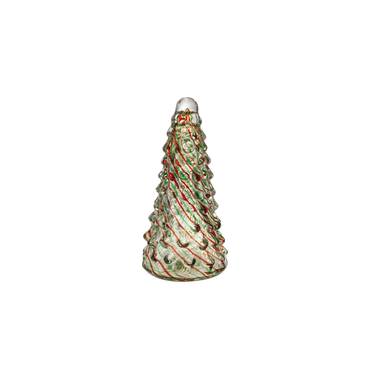 Glass Tree with Candy Stripes, Red & Green Med