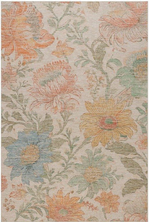 Zell Transitional Floral Machine Washable Rug 2x3