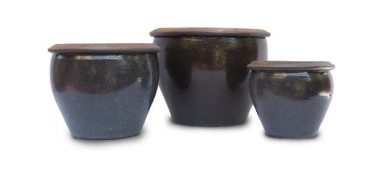 Rustic Thai Bell Pot, Coal Brown