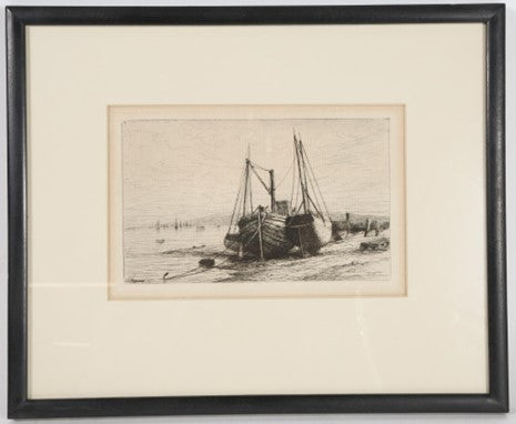 On New York Bay etching by Henry Farrer