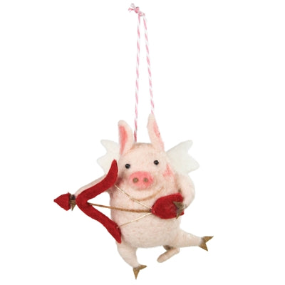 Cupid Pig Felt Ornament