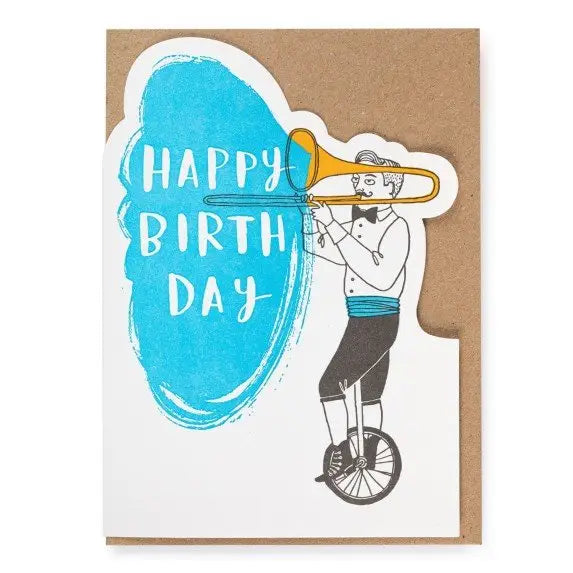 Happy Birthday Trombone Cut-Out Greeting Card