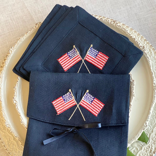 American Flags Cocktail Napkin Set of 4