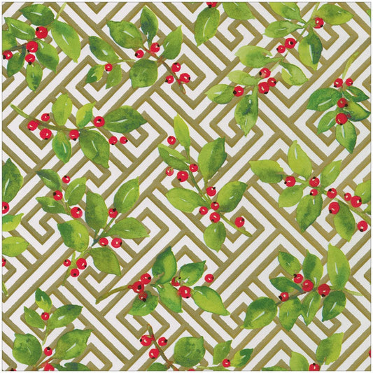 Holly And Fretwork Roll Wrap