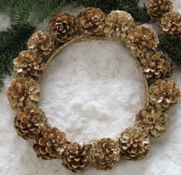 10" Gold Pine Cone Wreath