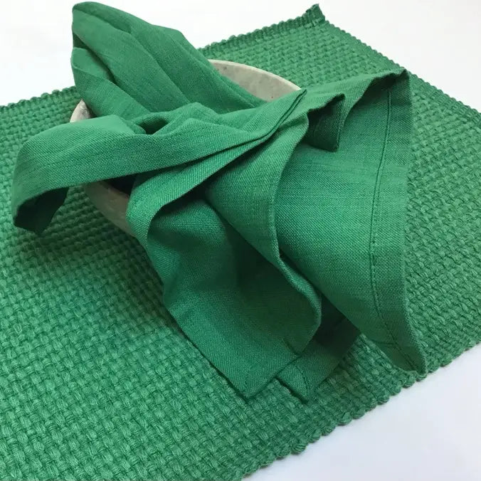 Napkins Woven Homespun Solid Kelly Green set of 4