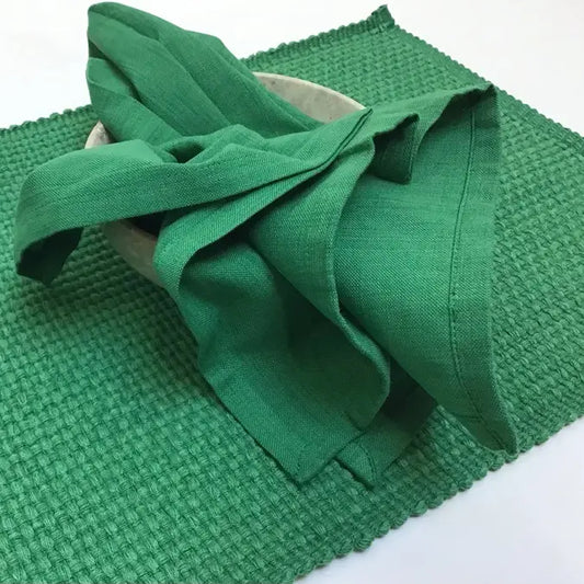 Napkins Woven Homespun Solid Kelly Green set of 4