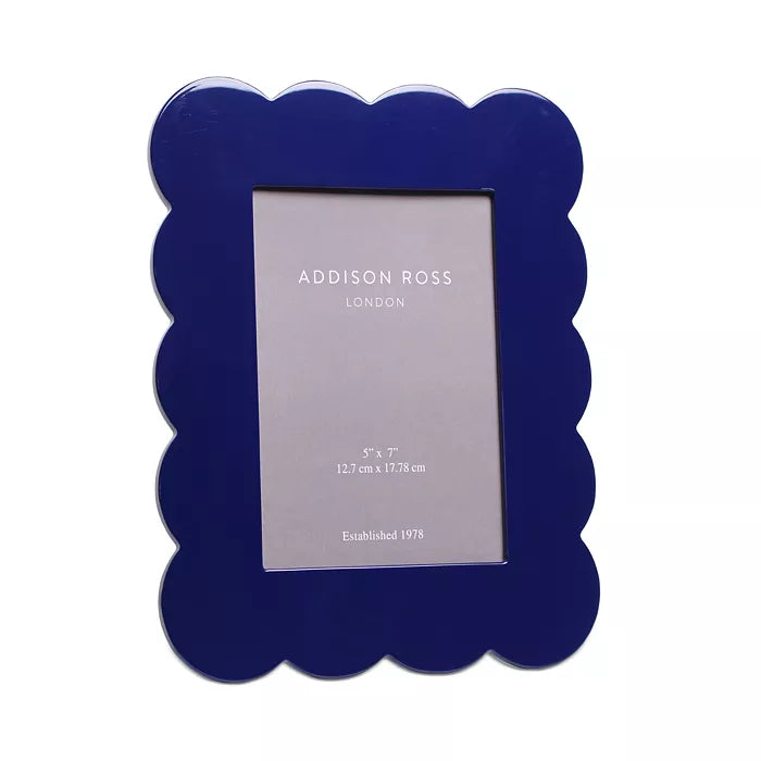 Navy Scalloped Lacquer Photo Frame 5 x 7
