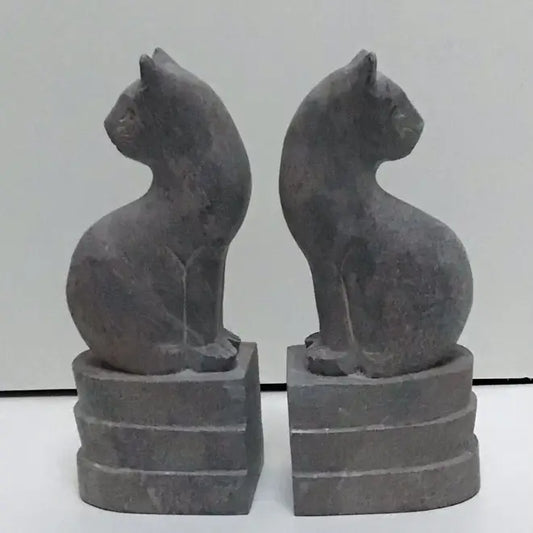 Bookend Soapstone Pair Cats