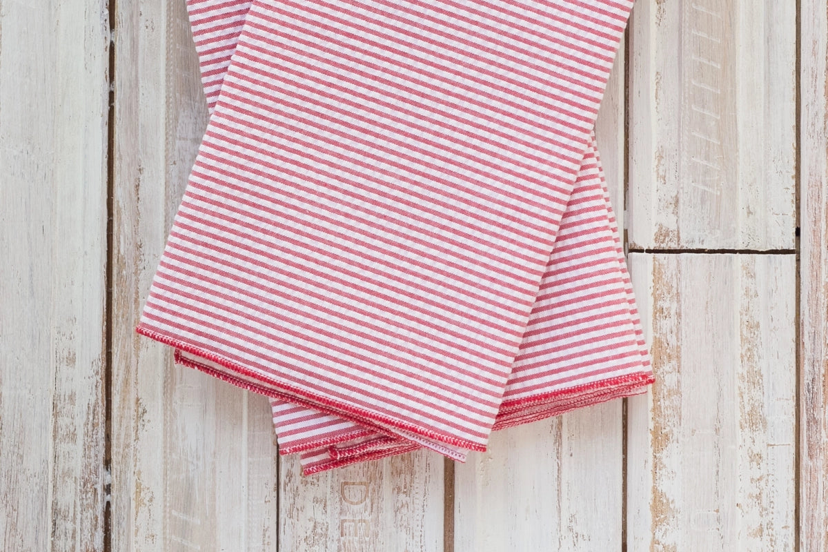 Seersucker Dinner Napkins, Set of Four, Red