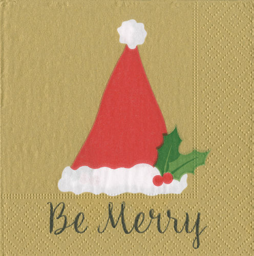 Be Merry Gold Cocktail Napkin