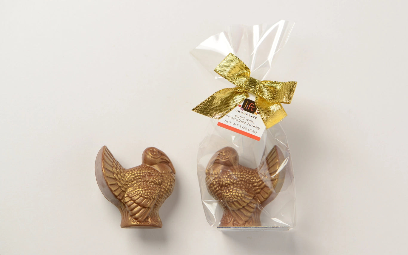 Thanksgiving Solid Turkey with Gold Luster Dust Dark Chocolate