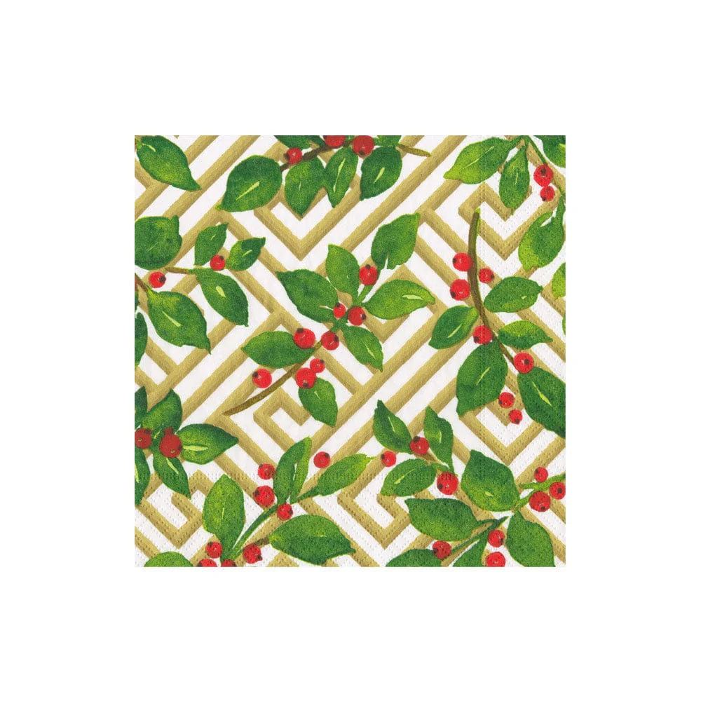 Cocktail Napkin Holly and Fretwork