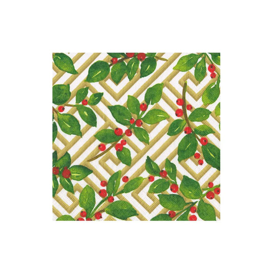 Cocktail Napkin Holly and Fretwork