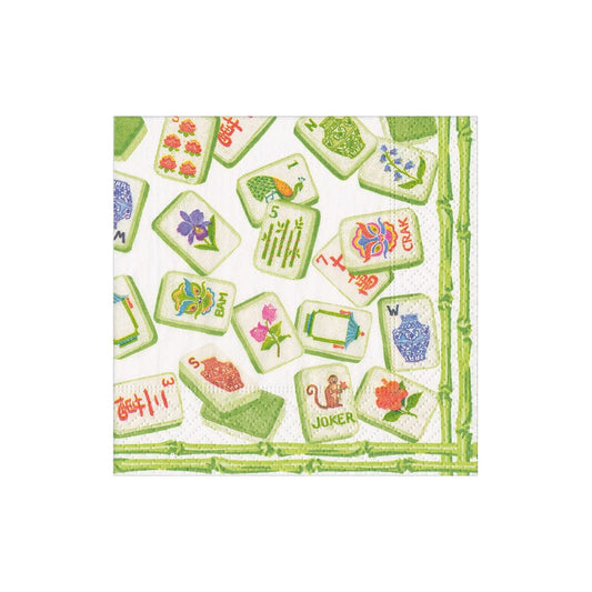 Mahjong Green Boxed Cocktail Napkins - 40 per box