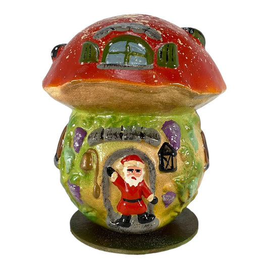 Mushroom House with Santa in Doorway