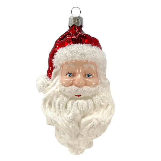 Smiling Santa Claus Face Polish Glass Christmas Tree Ornament