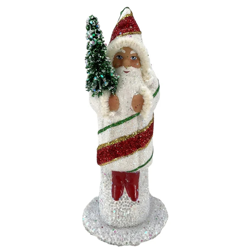 White Red Green Striped Santa