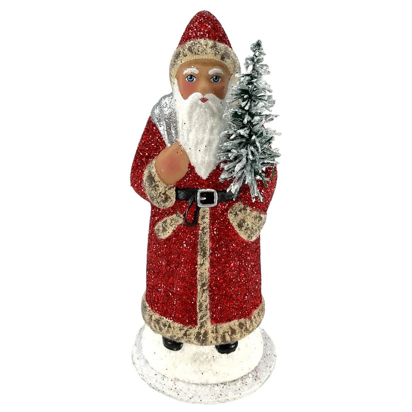 Red Glitter Santa with Silver Bag