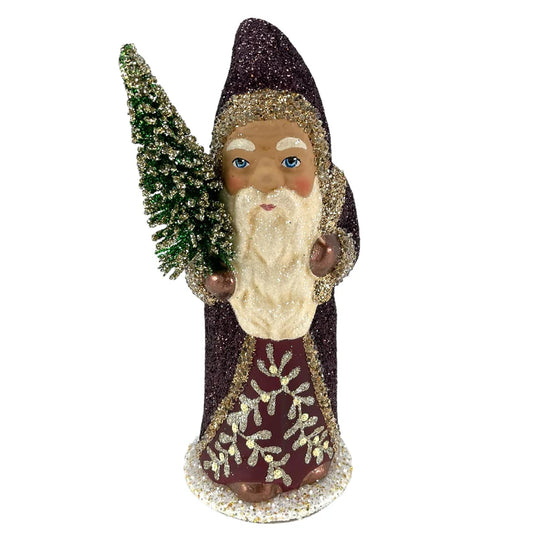 Bourdeaux Glitter Santa with Gold Bag