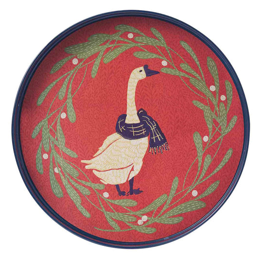 Goose 15 inch Round Lacquer tray