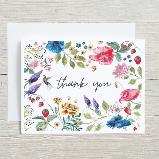 Floral Botanical Thank You - Hand Painted Greeting Card