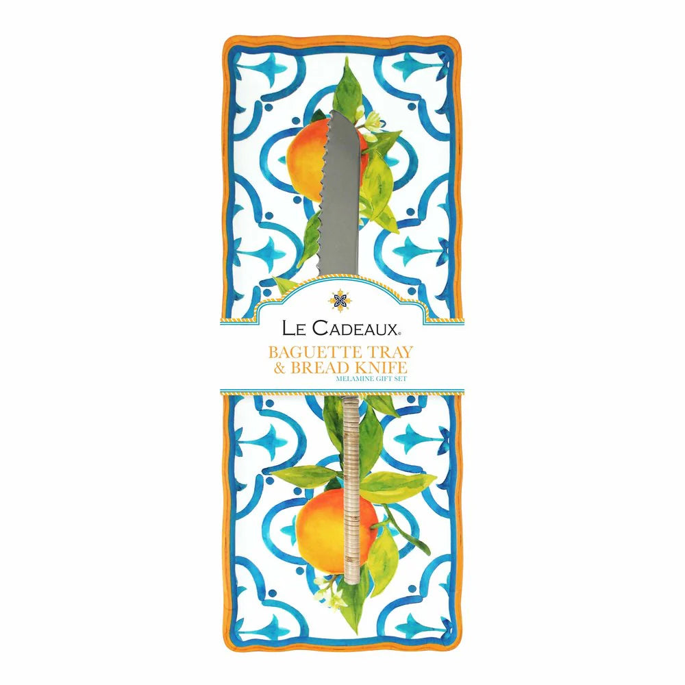 Baquette Tray and Bread Knife Gift Set