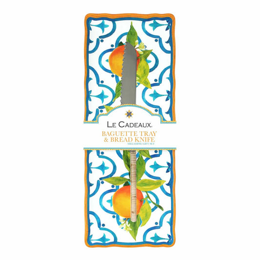 Baquette Tray and Bread Knife Gift Set