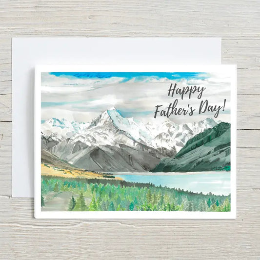 Father's Day, Hand Painted Greeting Card, Mountains