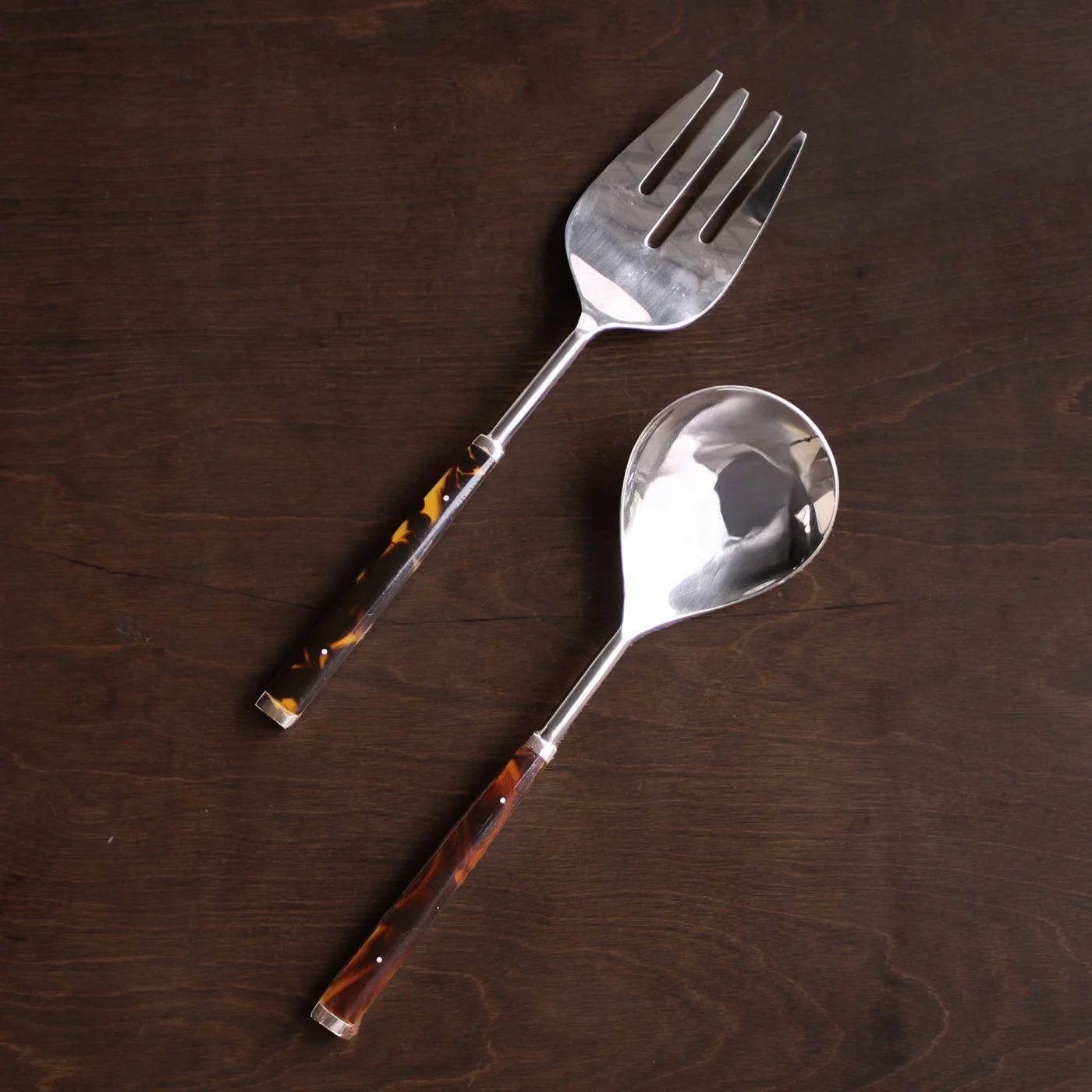VIDDA Tortoise and Gold Stainless Salad Servers