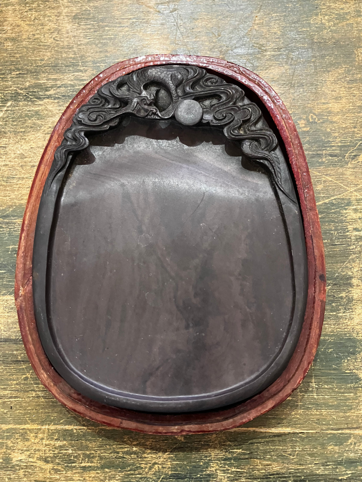Vintage Chinese Ink Stone in Rosewood Box