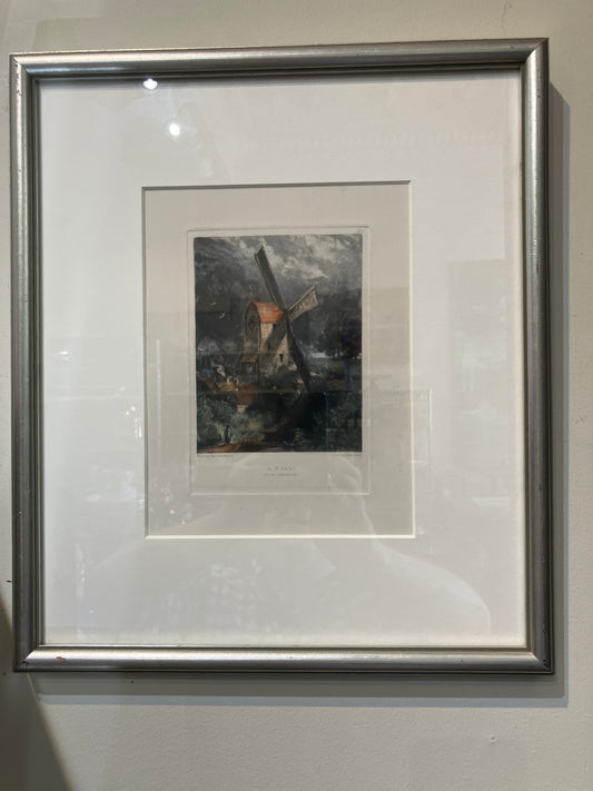Hand Colored Lithograph - Dutch Windmill