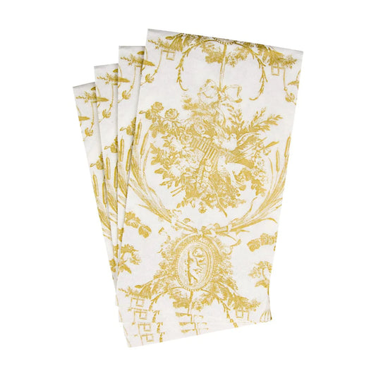 Romantic Toile Gold Guest Towel Napkins - 15 Per Package