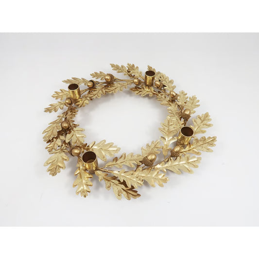 Oak Candle Wreath Metal 14"