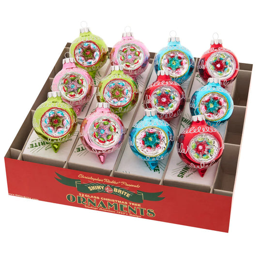 Festive Fete Decorated Reflector Rounds 1.75 '' set of 12