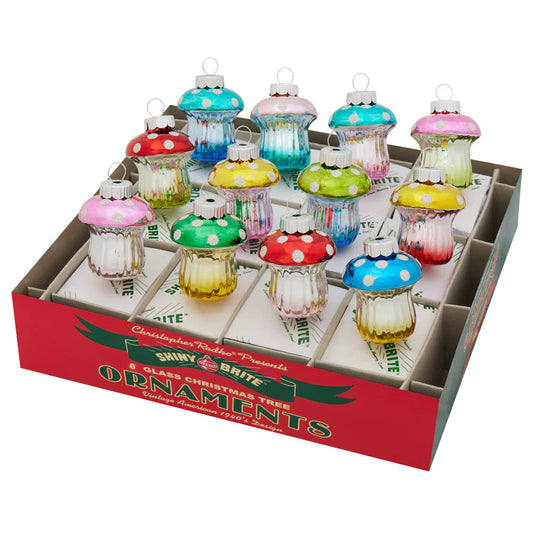 Christmas Confetti Mushrooms 1.75'' set of 12