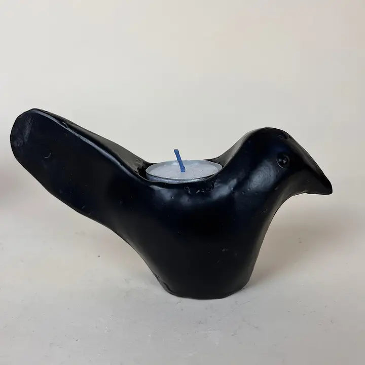 Metal Crow Sitting Tealight