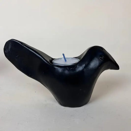 Metal Crow Sitting Tealight