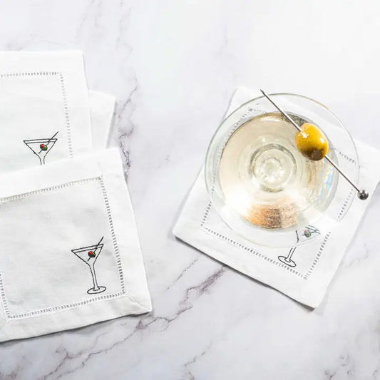 Martini Time Linen Coasters set of 4