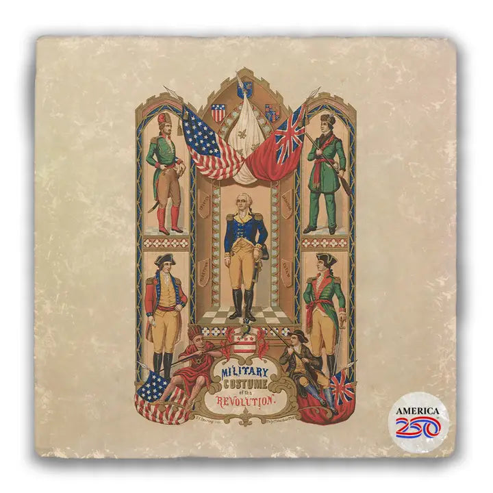 Military Costume of the Revolution Tumbled Stone Coasters set of 4