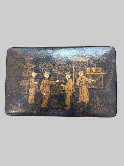Antique Black Chinese Paper Mache Box