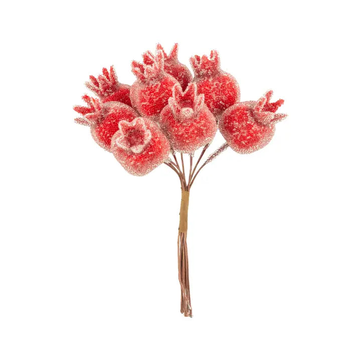 Cluster of 8 mini beaded pomegranate pick