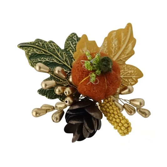 Pumpkin Cluster Napkin Ring Beads Metal 5.5"