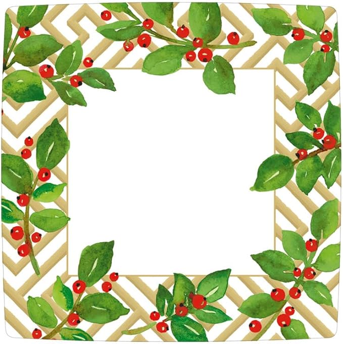 Salad and Dessert Plates Holly and Fretworks White