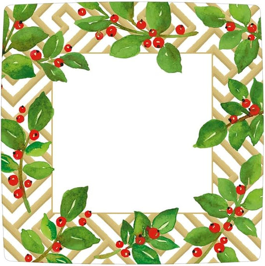 Salad and Dessert Plates Holly and Fretworks White