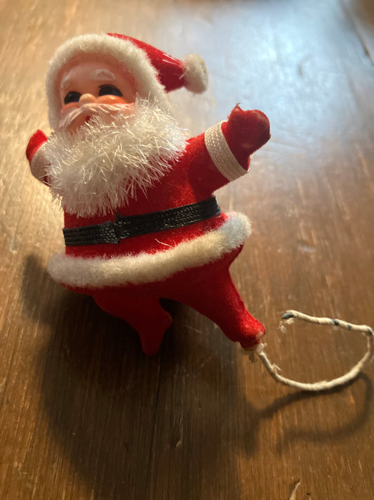 Vintage Red Flocked Dancing Santa
